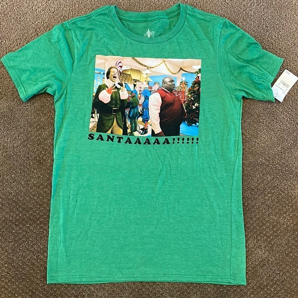 Elf Kids Green Graphic ‘Santaaaaa’ T-Shirt